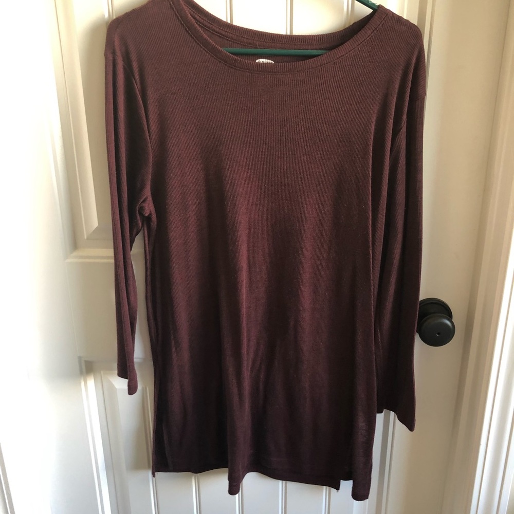 Old Navy Ribbed Tunic Large Maroon/Black